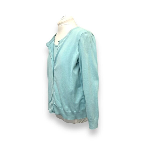 Talbots Woman Pima Cotton 1X Cardigan & Tank Set Light Blue - Picture 9 of 14